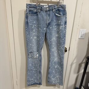 FRAME Jeans W34 L32 Men's Boxy Mid Rise Easy Fit Light Wash Parnell Rips